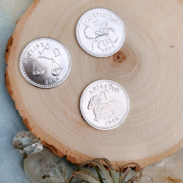 Astrology Coin Pendant/ Zodiac Coin