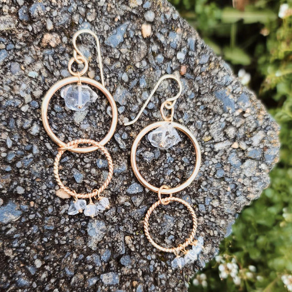 Herkimer Diamond & Gold Fill Chandelier Earrings