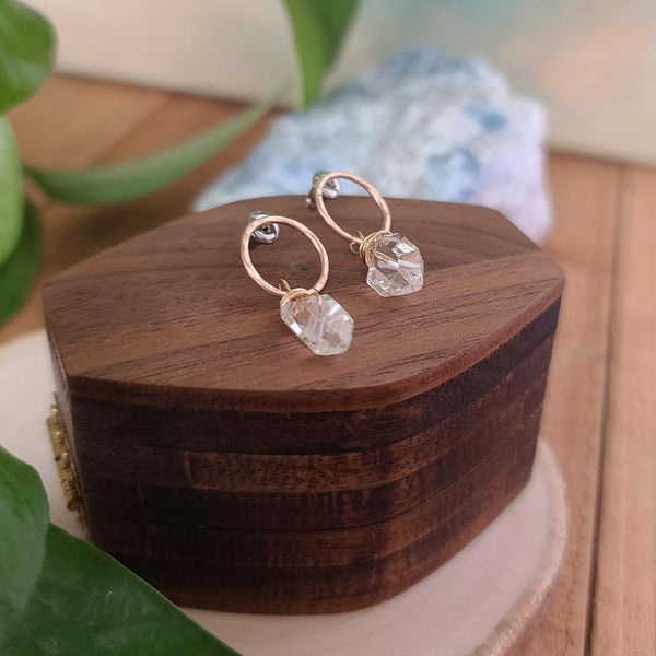 Herkimer Diamond & Gold Fill Stud