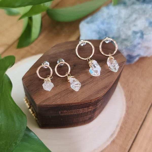 Herkimer Diamond & Gold Fill Stud