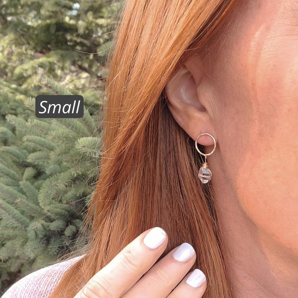 Herkimer Diamond & Gold Fill Stud
