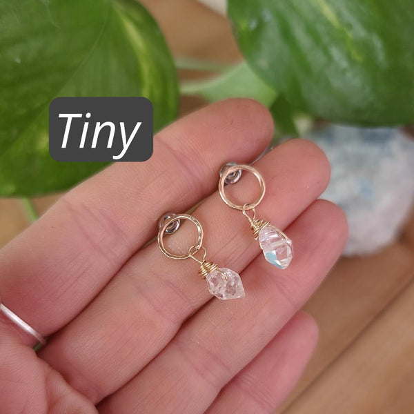 Herkimer Diamond & Gold Fill Stud