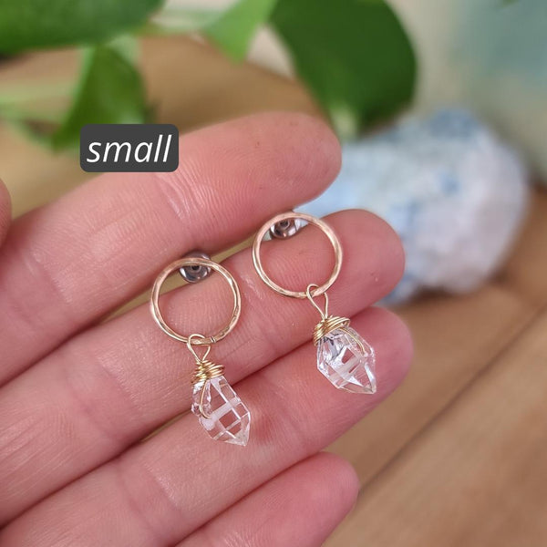 Herkimer Diamond & Gold Fill Stud