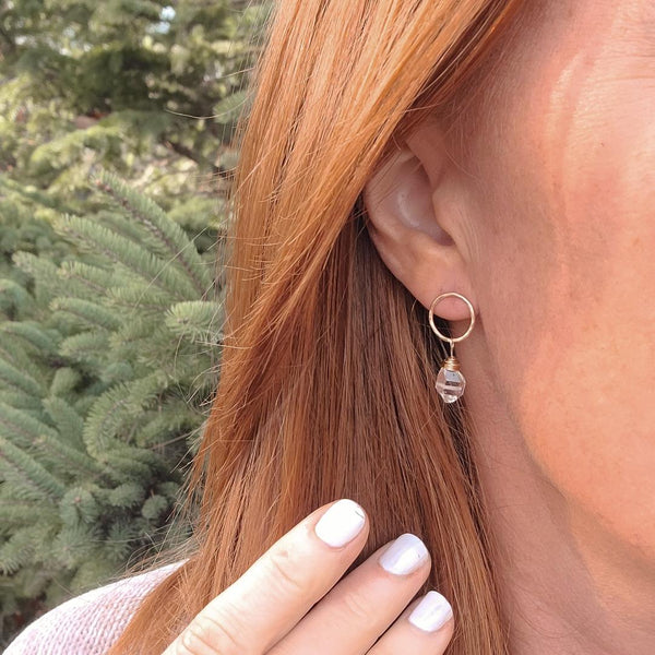 Herkimer Diamond & Gold Fill Stud