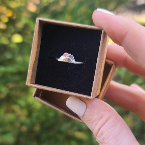 Dainty Two Tone Mountain Sunrise Ring