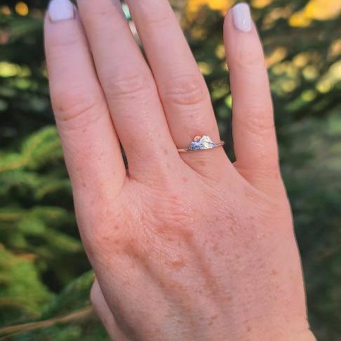 Dainty Two Tone Mountain Sunrise Ring