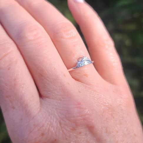 Dainty Two Tone Mountain Sunrise Ring