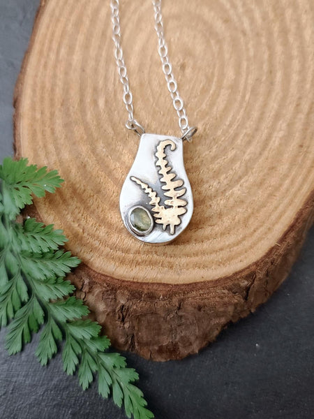 Fern & Tourmaline Mini Vase Pendant