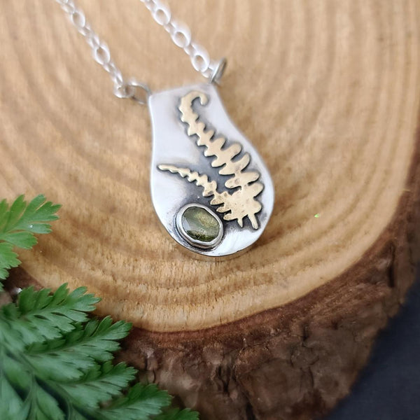 Fern & Tourmaline Mini Vase Pendant