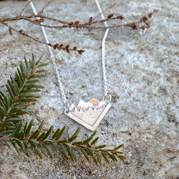 Dainty Chevron Mountain Scape Pendant