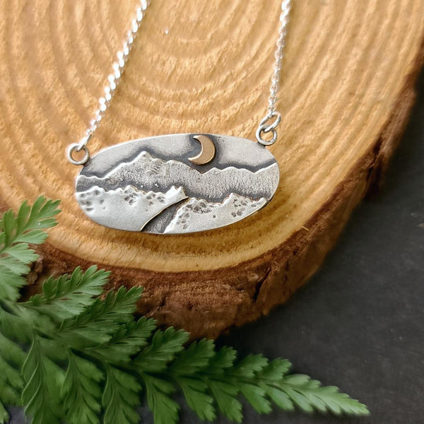 Orbicular ( Ocean ) Jasper Pendant with Mountain Scene