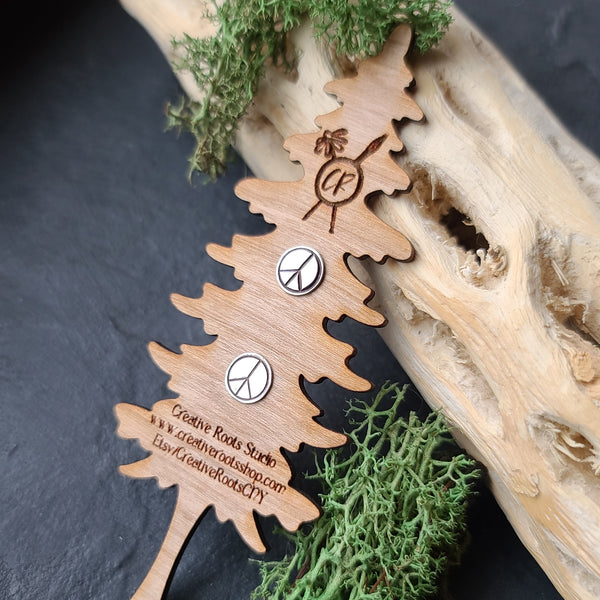 Dainty peace sign stud earrings