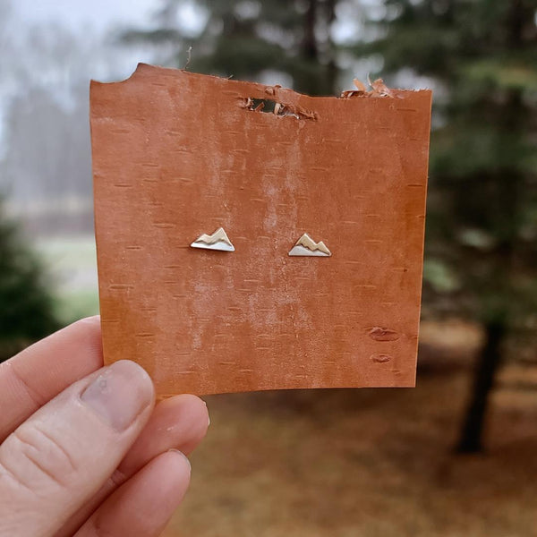 Mixed Metal Mountain Stud Earrings