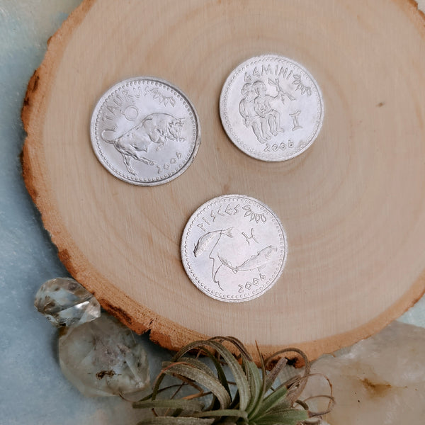 Astrology Coin Pendant/ Zodiac Coin