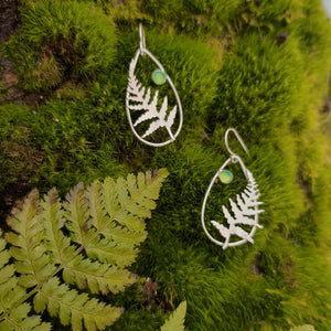 Sterling Silver Fern & Peridot Earrings