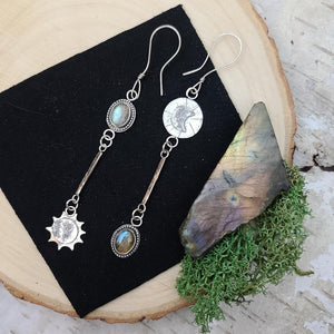 Labradorite Sun & Moon Dangles