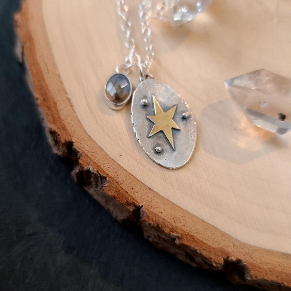 "Follow your Path" North Star Mixed Metal Pendant