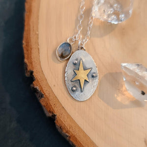 "Follow your Path" North Star Mixed Metal Pendant