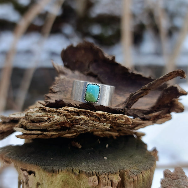 Chunky Statement Ring with Square Turquoise